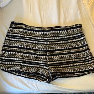 Chic High Waist Black and Gold Patterned Women's Micro-Shorts